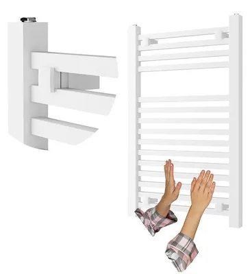 Obrázek produktu pro Granitan – koupelnový radiátor – sušák na ručníky – 60 × 40 cm – bílý – ohřívač ručníků – BERGEN