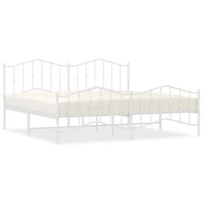 Zdjęcie produktu dla Metalowa Rama Łóżka Z Wezgłowiem I Zanóżkiem, Biała, 200X200 Cm Lumarko!