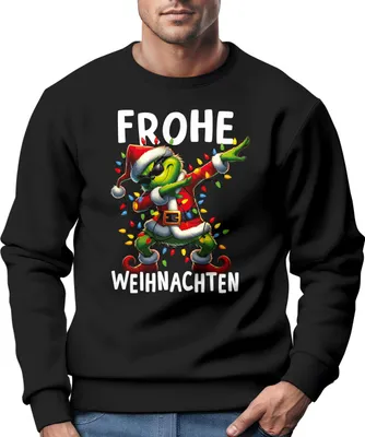 Produktbild von Sweatshirt Herren Frohe Weihnachten Dabbing Grinch Weihnachtspullover Weihnachtsoutfit Männer Moonworks®