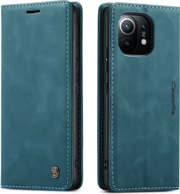 Produktbild von Xiaomi Mi 11 Hülle, Retro Kunstledertasche mit Standfunktion Schutzhülle für Xiaomi Mi 11 Blau