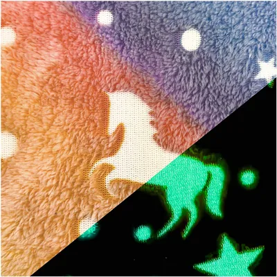 Wellness Fleece Einhorn Glow in the Dark Zuschnitt ab 1x1,65m Fleece-Stoff Plüschstoff Einhorn 2