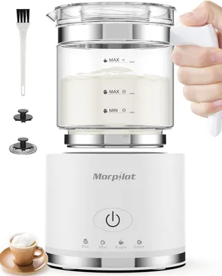 Produktbild von Milchaufschäumer Elektrisch, 130-500ml 600W, 4 in 1 Milchschäumer für Heißer und Kalter, Spülmaschinenfest, Visuelles Glas, Latte-Design