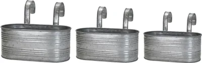Produktbild von DARO DEKO 3er Set Balkonkästen / Balkontöpfe / Balkonhänger aus verzinktem Metall mit Henkel in 3 Größen für Balkon, Küche, Innen & Außen, pflegeleicht