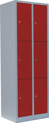 Produktbild von Schließfachschrank Fächerschrank Wertfachschrank 6 Fächer 520324 Lichtgrau/Rot