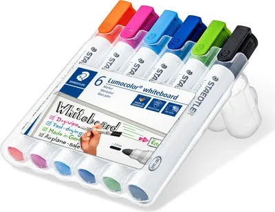 Image de Marqueur effaçable à sec pour tableau blanc 6 couleurs v2 case Staedtler