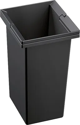A black plastic trash can insert with a rim.
