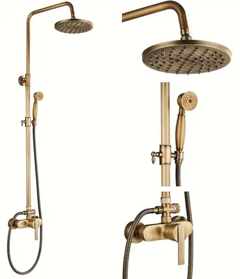 Produktbild von Duschset im Antik-Messing-Stil – Regendusche – Handbrause – Badezimmerarmatur – Duscharmatur