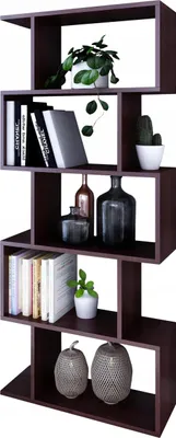 Produktbild von MATKAM BASK Bücheregal aus Holz, B/H/T 76,4 x 176 x 28 cm, Holzstärke 18 mm, freistehend, perfekt als Raumtrenner, in verschiedenen Ausführungen erhältlich| Max. Belastung 30 kg (Wenge)
