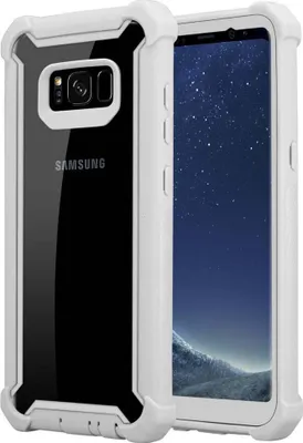 Produktbild von Cadorabo Hülle für Samsung Galaxy S8 Schutzhülle in Grau Handy Hülle Etui TPU Silikon-Rand Glas-Rücken Acryl