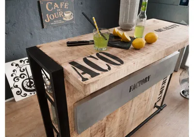 Produktbild von MASSIVMOEBEL24 Bar Mango 120x45x100 natur bedruckt FACTORY #140