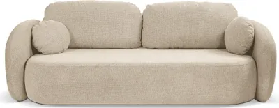 Produktbild von Sofa AMICO mit Schlaffunktion, Schlafsofa, Wohnzimmersofa, Couch, Soffa, Bettsofa, Geflochtener Stoff – Creme ARAGON 03