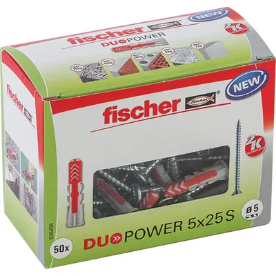 Obrázek produktu pro FISCHER Hmoždinky DuoPower 5x25 S s vrutem (50KS)