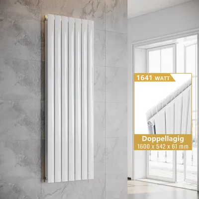 Produktbild von SONNI Vertikal Heizkörper Design Paneelheizkörper Doppellagig Weiß 1600×542mm ohne Heizstab