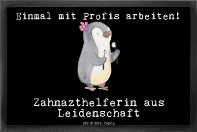 Produktbild von Mr. & Mrs. Panda Schmutzmatte Zahnarzthelferin Leidenschaft 40 x 60 cm - Schwarz - Geschenk, Sauberlaufmatte, Bodenvorleger, fußmatte, Fußabstreifer, Schmutzfangmatte