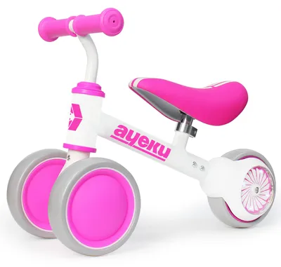 Produktbild von AyeKu Laufrad LED für Kinder 1–3 Jahre, stabil und leicht, mit leuchtenden Rädern, verstellbarem Sitz und rutschfesten Griffen – Geschenk, Rosa Blume