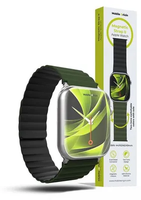 Zdjęcie produktu dla Mobile Origin AWMS-02-GRN-BLK, Band, Smartwatch, Czarny, Zielony, Apple, Apple Watch 44mm, 45mm, 46mm, Silikon