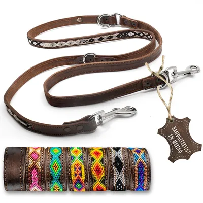 Leder-Hunde-Leine, breit, handgefertigt, für große Hunde, schwarz
