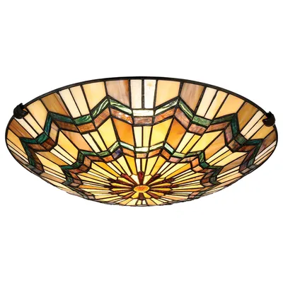 Zdjęcie produktu dla Plafon okrągły Alcott multikolor 2xE27x60W szkło witrażowe wym:13,5x42,1x42,1cm IP20 Quoizel