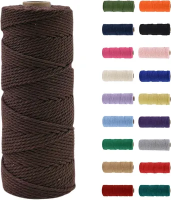 Imagen del producto de Cuerda de macramé de 100 metros, algodón natural, color marrón, biodegradable, ideal para proyectos de manualidades