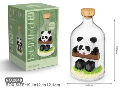 Produktbild von Panda Bausteine Modell Figur Klemmbausteine Flasche Micro-Bricks
