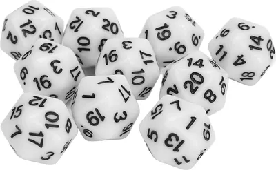 Image de 10pcs Polyedrale Cube mettre plastique léger 20 côtés pour jeux de table de jeu de rôle blanc