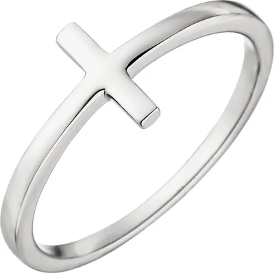 Produktbild von Ring Damenring Kreuz Kreuzchen aus 375 Gold Weißgold Weißgoldring Fingerschmuck Innenumfang 60mm  Ø19.1mm