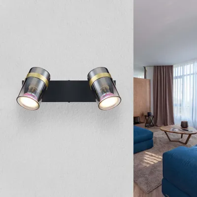 Immagine prodotto di Plafoniera soggiorno vetro fumé plafoniera nero faretto soffitto 57916-2