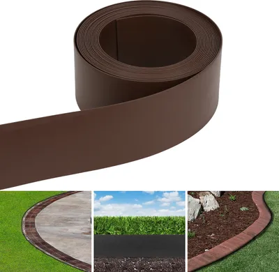 Produktbild von EINFEBEN  Rasenkante Kies Beeteinfassungen Mähkante Beetumrandung Gartens Oberkante Gartenwegen Beeteinfassung Gartenumrandung Rasenbegrenzung Braun 25M*14CM*0.2CM