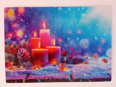 Produktbild von 3 D Ansichtskarte 4 Kerzen, Postkarte Wackelkarte Hologrammkarte, Weihnachten Kerze Advent