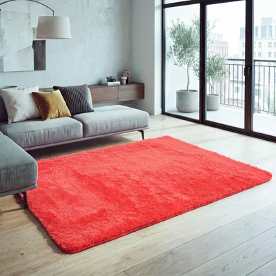 Obrázok produktu pre Koberec HWC-F69, Shaggy runner vysoký vlas dlhý vlas, látka/textil nadýchaný mäkký 160x120cm ~ červená