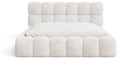 Produktbild von MOEBLO Polsterbett Bubble Bett 19 – Doppelbett im Wolkenbett-Design mit Bouclé-Bezug, gepolstertem Kopfteil, Bettkasten, Gasfedermechanismus und Lattenrost - 180x200 cm - Elfenbein (Arena 01)