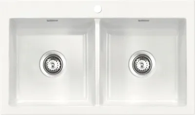 Produktbild von Systemceram KeraDomo Spüle MERA TWIN F in GRÖNLAND mit Handbetätigung / Keramikspüle
