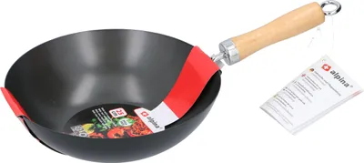 Obrázek produktu pro Pánev wok Alpina 25 cm s dřevěnou rukojetí