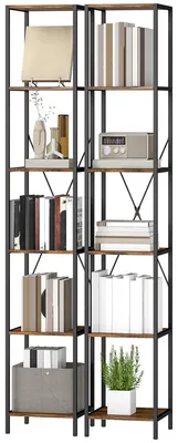 Produktbild von HOMCOM Bücherregal 2er-Set Regal mit 6 Ebenen Standregal mit Stahlrahmen
