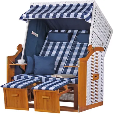 Produktbild von Strandkorb - bene living - Ostsee - karo/blau - PE weiß