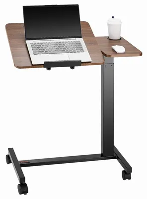 Produktbild von Überbetttisch mobiler Beistelltisch klappbar höhenverstellbar winkelverstellbar Laptoptisch mit Getränkehalter 70 x 40 x 108.5 cm
