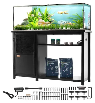 Obrázok produktu pre Stojan pod akvárium, objem 75 galónov - 132 x 50 x 82 cm - vyrobený z MDF a ocele - čierna farba