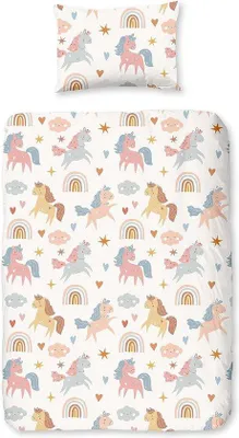 Zdjęcie produktu dla Delikatna różowa pościel dziecięca 100x135 cm dla dziewczynek z motywem jeleni