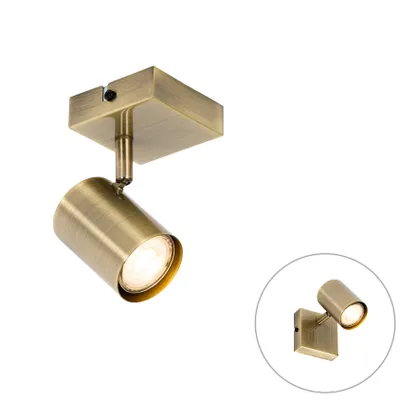 Produktbild von QAZQA - Modern Moderner verstellbarer quadratischer Spot aus Bronze – Jeana I Wohnzimmer I Schlafzimmer - Stahl Quadratisch - LED geeignet GU10