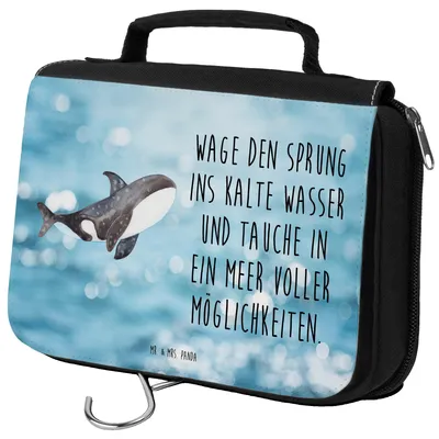 Produktbild von Mr. & Mrs. Panda Kulturbeutel Orca - Oceanblue - Geschenk, Wal, kosmetiktäschchen, Schminktasche, Meer, Orcas, hygienebeutel, Selbstliebe, Necessaire, Make-Up Tasche