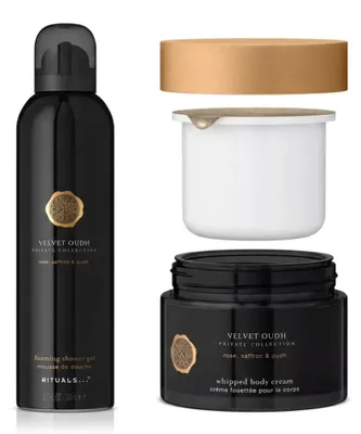 Produktbild von Rituals Velvet Oudh Duschgel und Body Cream Pflege Duo