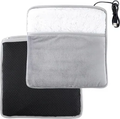 Produktbild von Elektrischer Fußwärmer 29×29 cm, Warmkissen für Füße & Bauch, Grau, Schnellheizung