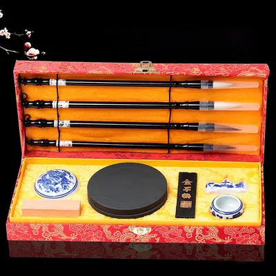 Productafbeelding van Chinese kalligrafie set in geschenkdoos - Set van 10 - Penseel Schrijven - Inkt Landschapsschilderkunst