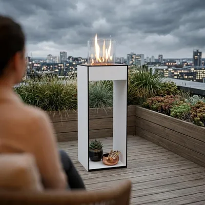 Produktbild von GLOW FIRE Ethanol Kamin 'Emma Concept L Outdoor' | Ethanolkamin mit 4 Std. Brenndauer und 2 KW Heizleistung | BxHxT: 32x81,1x32 cm