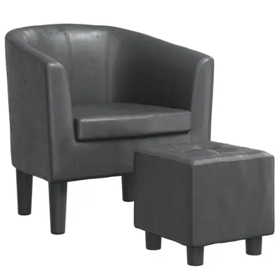 Image de Fauteuil avec repose-pied gris similicuir