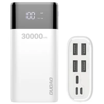 Produktbild von Dudao Powerbank 4x USB 30000mAh mit LCD 4A wei (K8Max wei)