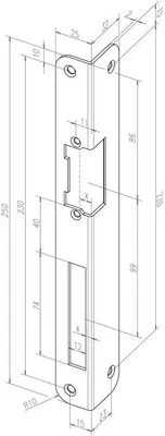Produktbild von Assa Abloy Winkelschließblech 324 DIN rechts dunkatengold .mit Fallen- und Riegelausschnitt - -32401