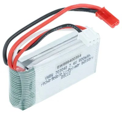 Produktbild von vhbw Akku kompatibel mit BEC Stecker für Modellbau z.B. Racing Car, Helikopter, Flugzeug (800mAh, 7,4V, Li-Polymer, 56 x 30 x 15 mm)