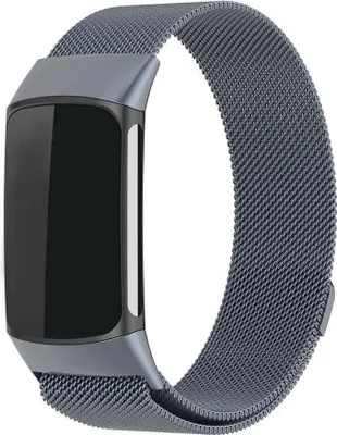 Produktbild von Strap-it Luxe Milanaise-Armband - passend für Fitbit Charge 6 - Milanaise-Armband aus Edelstahl für den Aktivitätstracker Charge 6 (Space Grau)