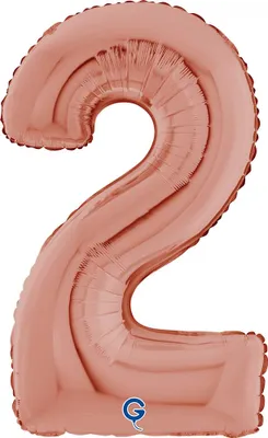 Image de Ballon en aluminium géant 26"/66 cm | Chiffre en or rose : 2